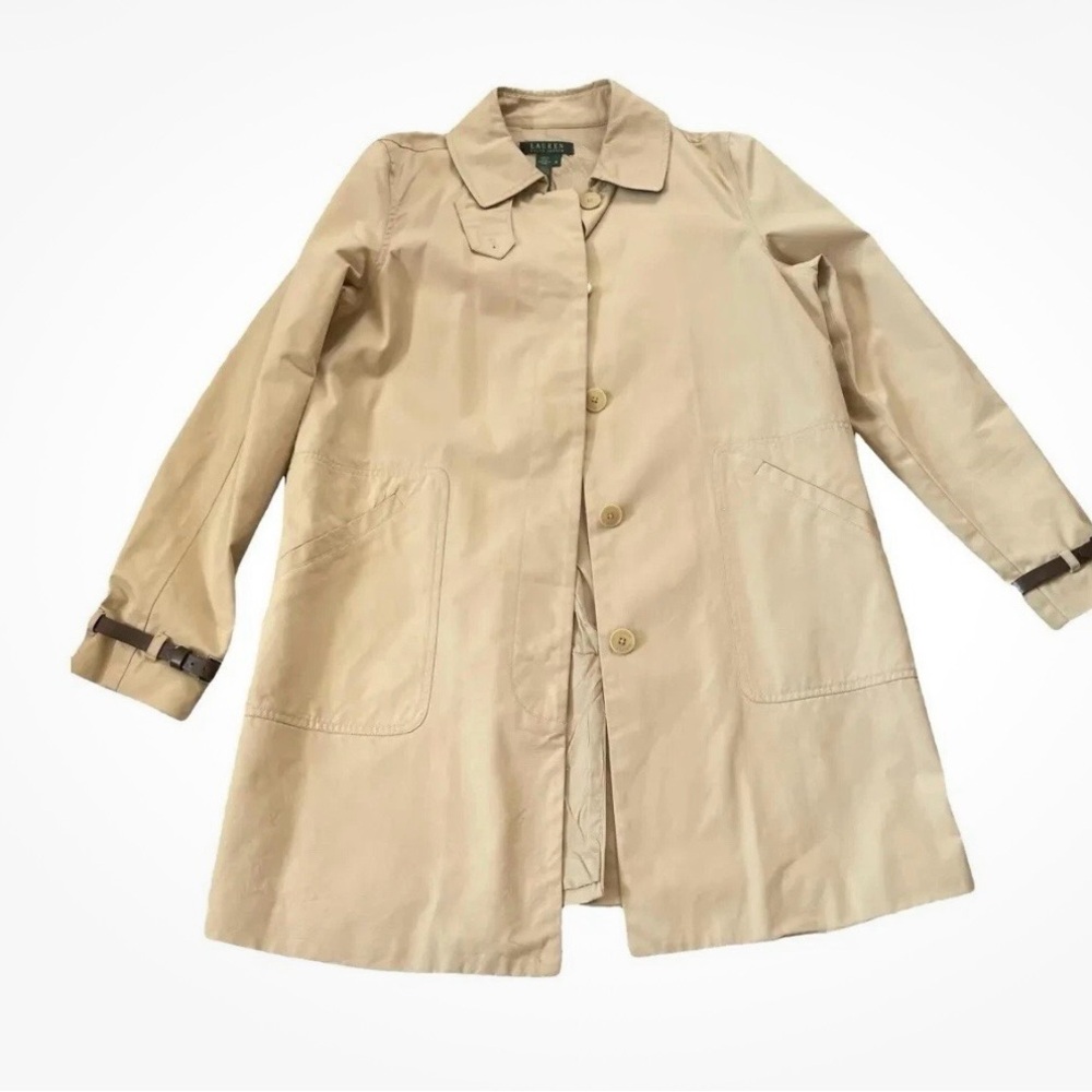 New! Lauren Ralph Lauren Trench Coat Jacket Women's Sz M Tan
Belted Wrists